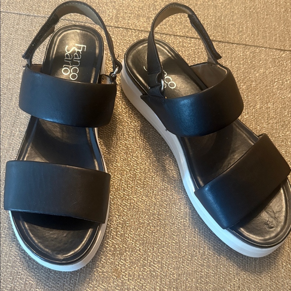 Franco Sarto Black Platform Slingback Sandals